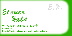 elemer wald business card